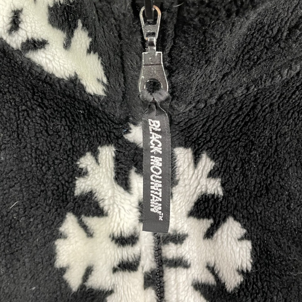 VTG Black Mountain Outdoor Jacket Women Small Sherpa Snowflake Cabin Made in USA - Picture 3 of 8